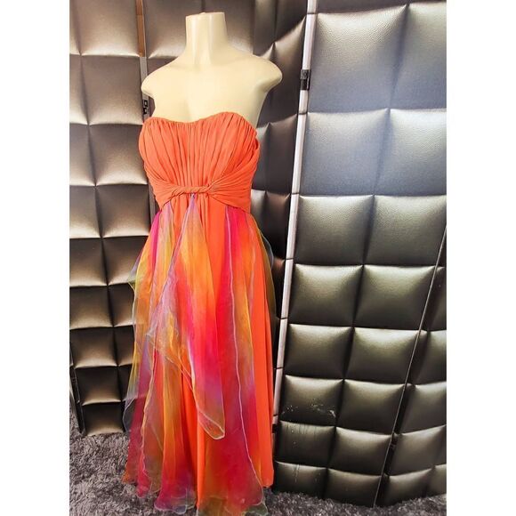 Orange fairy formal prom dress - Picture 5 of 9